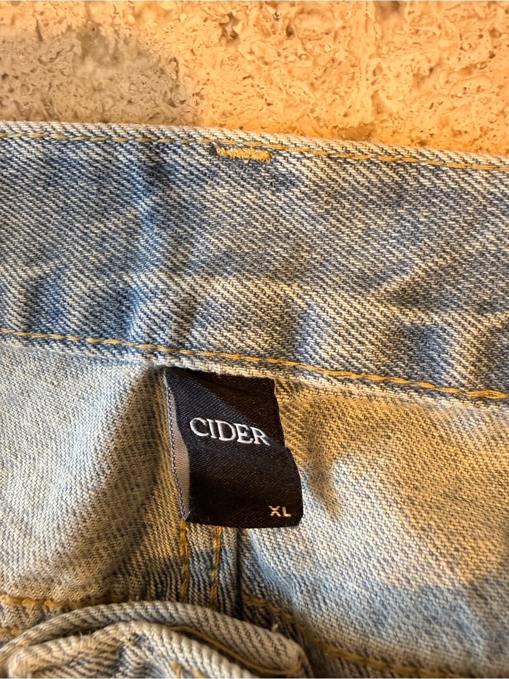 CIDER Rhinestone Fringe Distressed Denim Shorts - Picture 3 of 3